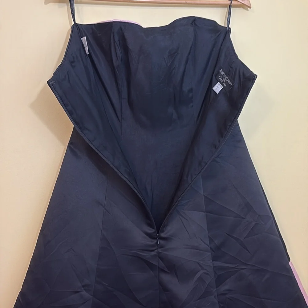 Gunne Sax Vintage Colorblock Black Pink Blue Strapless Alice In Wonderland Dress